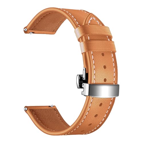 Image of ACM Watch Strap 20mm compatible with Compaq Q Watch Smartwatch | Luxury Leather Clasp Lock Belt Band