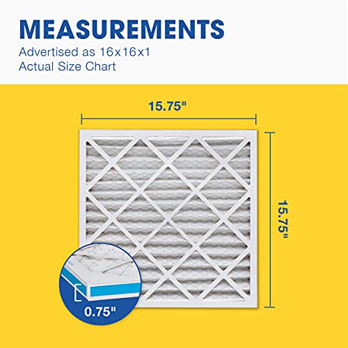 Aerostar 16x16x1 MERV 8 - 4 Count - Pleated HVAC, Furnace & Air Conditioner Filters - Removes Dust, Lint, Mold & Allergy-Causing Pollen