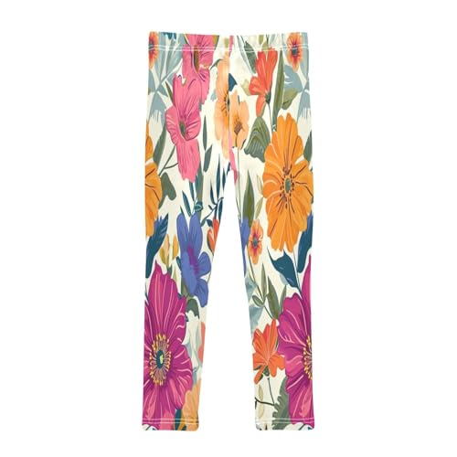 Bolaz Toddler Girls Leggings Printed Yoga Pants Leggings Pink Purple Flower for Kids2
