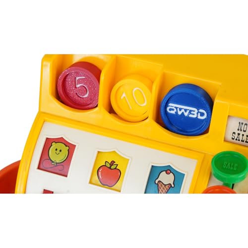 Cash Register Replacement Coins Made with Eco Friendly Plastic in The USA Compatible with Fisher Price Register (Vintage Sets : Red#5|Yellow#10|Blue#25)