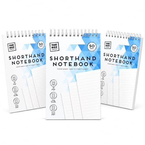 NIMVONA Shorthand Notebooks Pack of 3 Spiral Shorthand Notebook with 100 White Lined Pages Each Wire Bound Top Flip Notepad Easy Tear-Off Paper Pads For Office School Notes