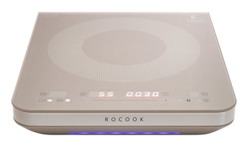 Rocook 8007301 Placa de Inducción GR Kit starter | Vitroceramica Portátil | 2000 W de Potencia | Cristal Gris | 295X365X64 mm | Cocina a Baja Temperatura