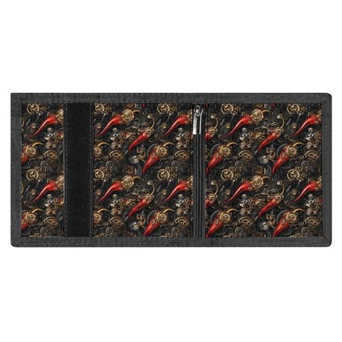 Steampunk Chili Gears Art Print Wallet for Men, 8 Credit Card Holder Slim Minimalist Front Pocket Small Mens Bifold Wallets3