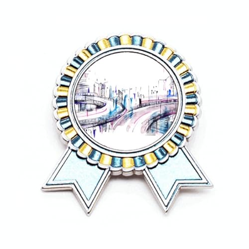 Broche gratte-ciel design moderne en métal M idée cadeau architecture