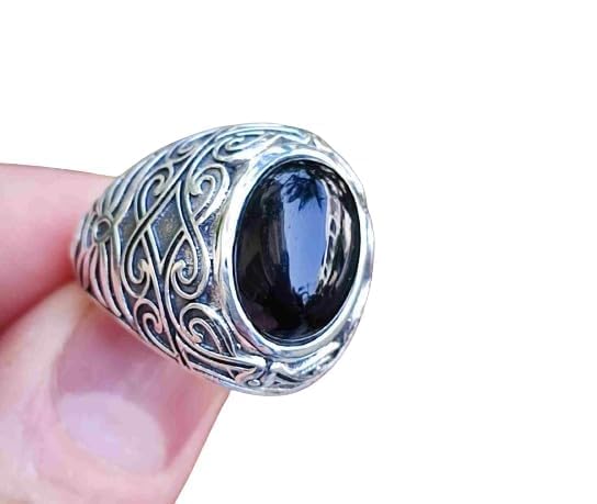 Schwarzer Onyx-Ring, 925 Sterling Silber handgefertigter Statement-Versprechensring für Frauen, natürlicher ovaler Edelstein-Boho-Schmuck, Juli-Geburtsstein, Geschenk für Sie