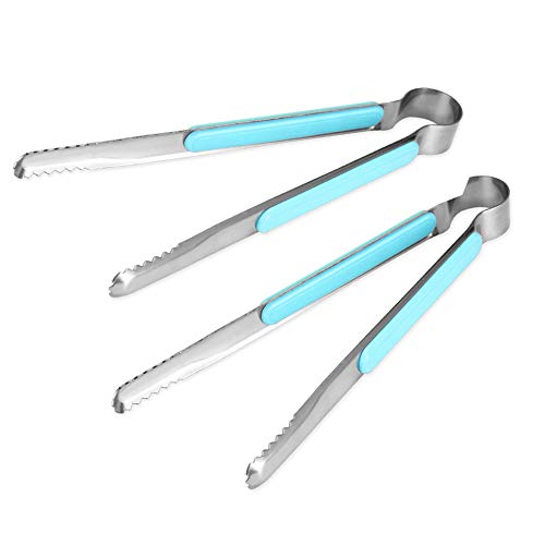 HilMe 8-Inch Locking Grill Tongs, Metal Cooking Tongs with Heat Resistant Handle for Kitchen Outdoor Barbeque Salad Fish Thick Steak