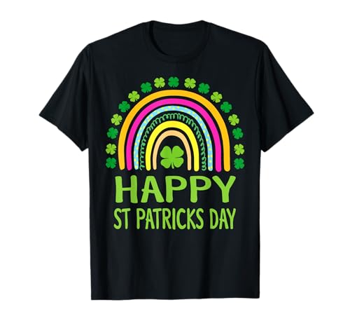 Happy St Saint Patrick's Day Rainbow Girls Kids T-Shirt