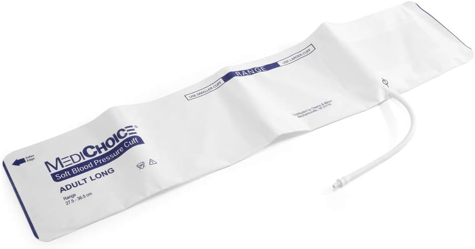 MediChoice Disposable Blood Pressure Cuffs, 1-Tube w/Bayonet-Rectus-HP Connector, Soft Fabric, Adult, 1314M39019 (Case 20)