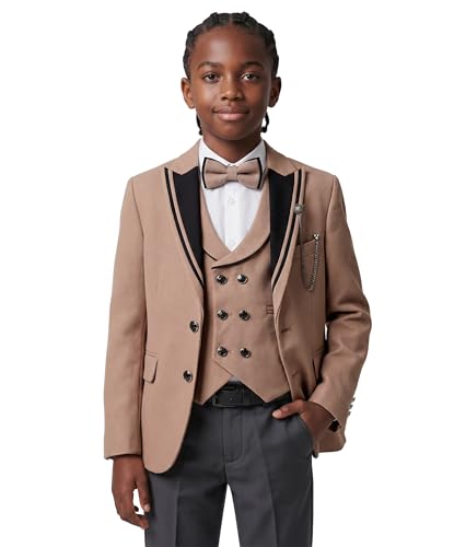 Smoking 6 pièces garçon 3 ans avec gilet croisé et chemise blanche