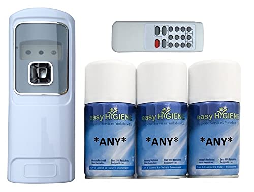 Remote Control Automatic Air Freshener Dispenser and 3 Refills auto Fresh Spray cans