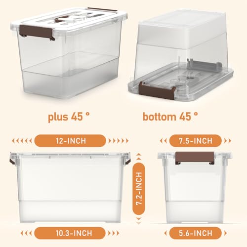 Image of 4 Pack-Plastic Storage Bins with Lids and Handle, Clear Plastic Latching Box for Storage, Stackable Storage Containers for Organizing, Multi-Purpose, 7 Quart