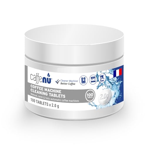 Caffenu | Tablettes de nettoyage pour machines à café | 100 x 2,0 g Tablettes | Tablette nettoyante à utiliser toutes les 100 tasses | Machine Auto, Filtre & Expresso | Utilisé pour le détartrage