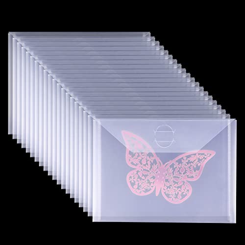 SAVITA 20 pièces Sacs de Rangement Transparent pour Tampons et Matrices, 13 x 18 cm/ 5 x 7 Pouces Poches de Rangement pour Pochoirs Sacs en Plastique Refermables pour Découpes Pochoirs Scrapbooking