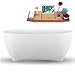 Streamline | Freestanding 59" N1740BNK Acrylic Bathtub, White | Comes with Internal Drain And Brushed Nickel Pop Up Drain | Bamboo Tray Included