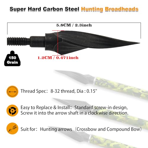 S F 20 inch Crossbow Bolt Carbon Crossbow Arrow 12 Pcs with 6 Green Lighted Nock, Hunting and Outdoor Practice Lighted nocks for Arrows nockturnal Lighted nocks