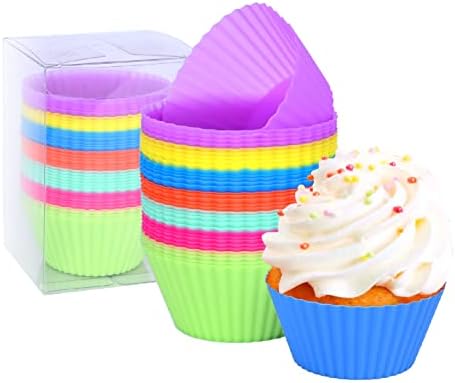 30 PACK Silicone Cupcake Baking Cups, Muffin Liners, Reusable & Non-stick Muffin Cupcake Liners Holders Set for Party Christmas Bakery Molds Supplies