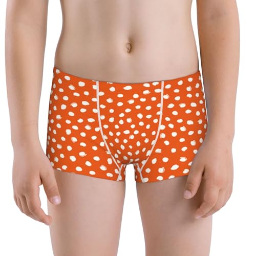 Boys' Cotton Boxer Brief Soft Underwear-Dots On Orange Background