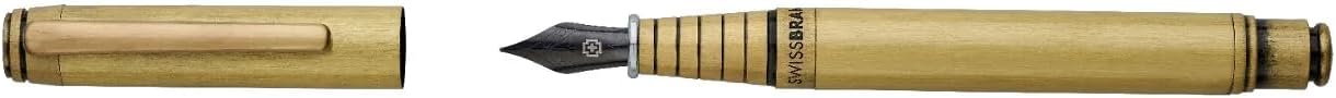 Swissbrand Legacy 2504 Matte Gold Luxury Metal Fountain Pen, Comes with 5 Blue and 5 black Cartridges and a convertor, Ideal Gift For Him/Her, Blue Ink