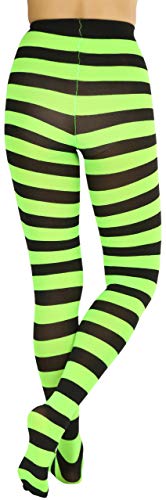 Image of ToBeInStyle Women's Wide Horizontal Contrast Stripe Tights Opaque Hosiery