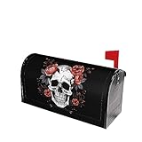 Mount Hour Flowers and Skull Mailbox Covers, Magnetic Post Box Cover Wraps Standard Size 21x18 in for Garden Yard Decor