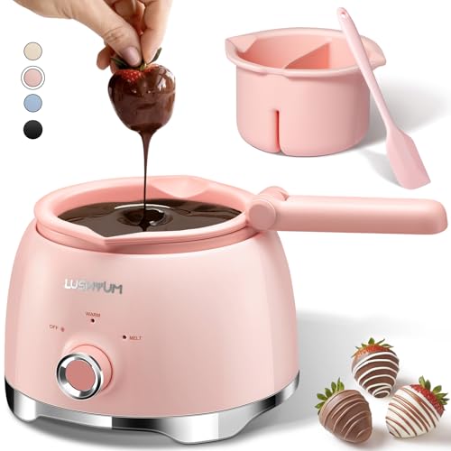 Image of LUSHYUM Electric Chocolate Melting Pot with 2 Insert Pots, 4-Cup Chocolate | Even Heating & Fast Melting, BPA-Free Silicone, Easy Clean, Less Waste, Ideal for Chocolate & Candy Melts, Parties & Fondue
