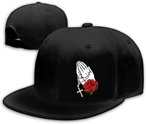 Flat Brim Caps For Men Flat Brim Caps For Women Skull Cap Baseball Cap Adult Cool Cap Black Rock n Roll Caps, Jesus Crosses Rose, 1, Jesus Crosses Rose, 1