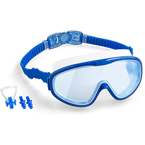 COOLOO Kids Swim Goggles, 1-Pack Wide Vision Swimming Glasses for Children and Early