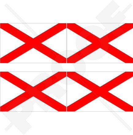 Nordirland Flagge Aufkleber 4er-Set – Ulster Banner, 5,1 Cm, Vinyl, Wetterfest