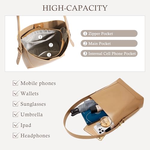 Bolso Tote de Cuero Genuino para Mujer 9.8x4.3x10.1 pulgadas miniatura 4