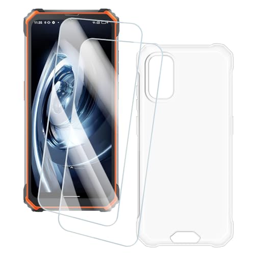 OAGELIM 2�Z�b�g �X�N���[���v���e�N�^�[ + �P�[�X Blackview BV7100 (6.58 �C���`) �Ƃ̌݊������� �A�[�e�B�X�e�B�b�N�J�X�^���v�����g�J�o�[�Ƌ����K���X�t�B���� �X�N���b�`�h�~ (����)