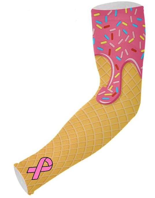 Pink Ice Cream Sprinkles Football Baseball Compression Arm Sleeve, Pink Ribbon