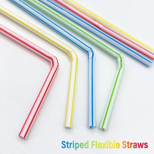 200 pajillas plásticas flexibles desechables colores variados miniatura 3