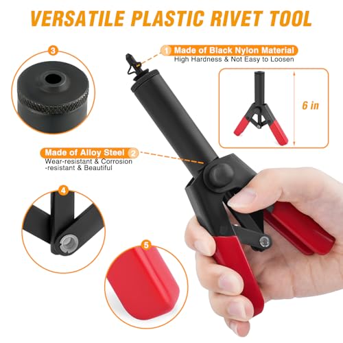 image for GOOACC 46Pcs Plastic Poly Rivet Gun Set Pop Rivet Assortment Set 40Pcs