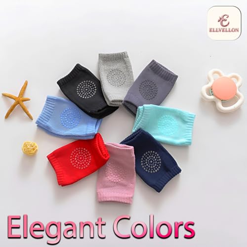 Image of 1 Pair Baby Elbow Knee Protection, Anti Slip Skid Comfort Socks For Safe Crawling and Walking, Baby Knee Elbow Cotton Socks & Pads For Toddlers, Babies & Kids. (Multicolour)