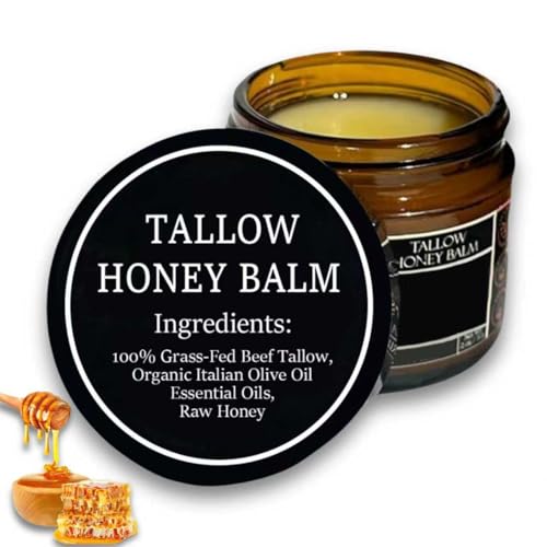 Marromi Beef Tallow for Skin Marromi Beef Tallow Honey Balm Marroomi Organic Grass-Fed Beef Tallow Balm with Raw Honey Natural Soothing Moisturizing Suitable for All Skin Types (2 Oz Unscented)