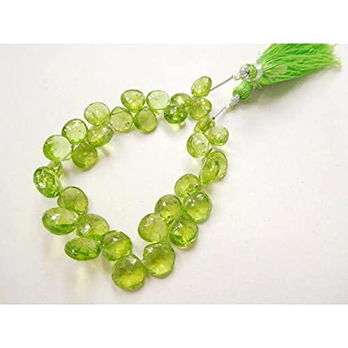 Perles péridot facettées en cœur 8-10mm pour bijoux d'exception