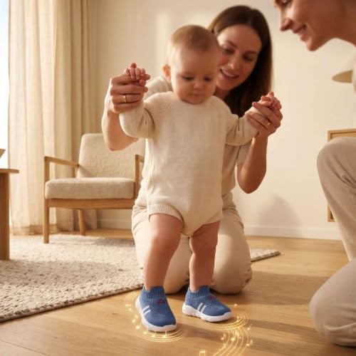 Image of Infant Shoes for Baby Boys & Girls | Musical Sound Walking Shoes | First Walker Shoes for Toddlers | Lightweight Breathable Knit Sneakers | Soft Sole Comfortable Slip On Shoes for Newborns, Babies & Kids