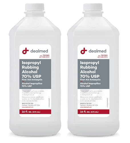 Dealmed Isopropyl Rubbing Alcohol 70% USP, First Aid Antiseptic, 16 fl. oz, (2 Pack)