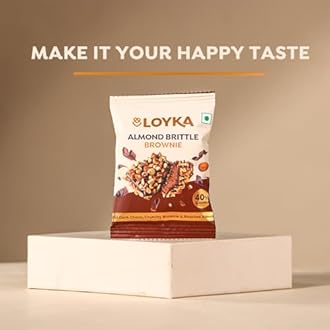 LOYKA Almond Brittle Brownie Choco Box - 14 Pcs X 2|Premium Chocolate Gift Hamper|Choco & Nut Dryfruit Delicacy|Roasted California Almonds (45%), Dark Choco & Crunchy Brownie |450 Gram