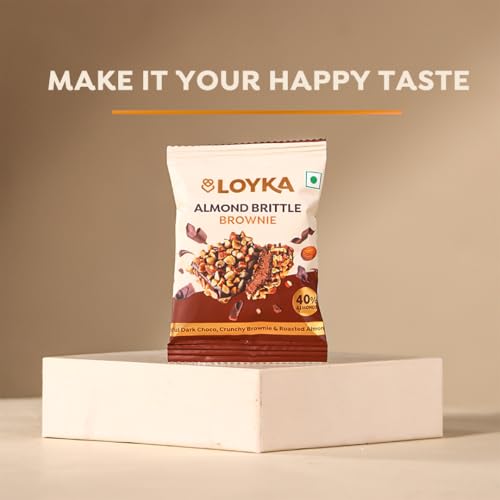LOYKA Almond Brittle Brownie Choco Box - 14 Pcs X 2|Premium Chocolate Gift Hamper|Choco & Nut Dryfruit Delicacy|Roasted California Almonds (45%), Dark Choco & Crunchy Brownie |450 Gram
