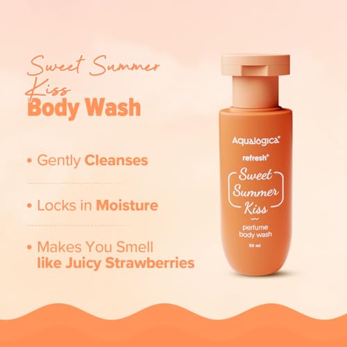 Image of Aqualogica Refresh+ Sweet Summer Kiss Body Care Set | Perfume Body Wash + Perfume Mist + Hydra Gel Moisturizer