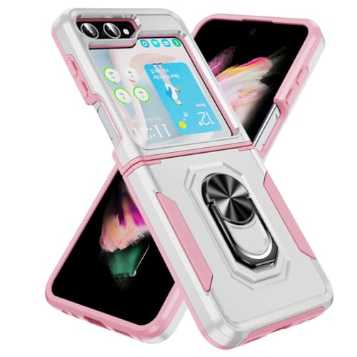 Coque Samsung Galaxy Z Flip 5 5G blanche avec anneau de protection antichoc