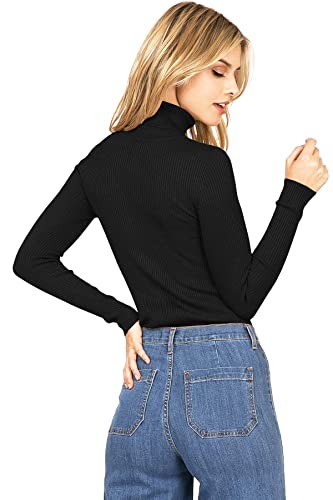 Image of Ambiance Apparel Women's Ribbed Long Sleeve Turtleneck Top