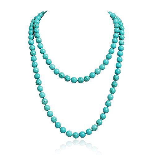 JANE STONE Fashion Faux Turquoise Necklace Acrylic 5-Row Multi-Layered Collar Women (3)