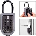 Key Lock Box,Realtor Key Lock Box Safe Lockbox 10-Digit Push Button Combination Safe Vault - Portable Outdoor Stor a Key - Door Handle or Fence Mount.