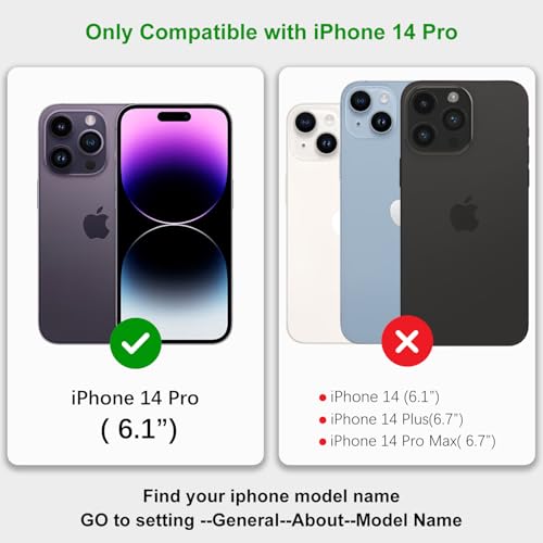 Image of for iPhone 14 Pro Case Wallet with Card Holder,for iPhone 14 Pro Wallet Case for Women Men,PU Leather Shockproof Magnetic Buckle Stand Flip Phone Case-Black