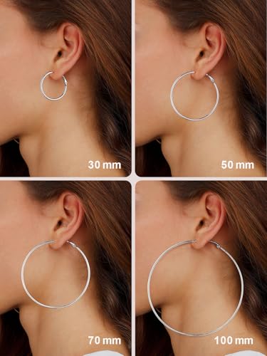 Miniatura 4 de Focalook Pendientes Aros Grandes Finos Mujeres Acero Inoxidable 316l 70mm Círculos Joyería Moda Madre Pareja Esposa