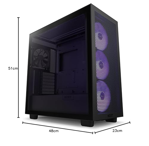 Image of NZXT H7 Flow RGB Mid- Tower Computer Case /Gaming Cabinet - Black | Support Mini-ITX, Micro-ATX, ATX | Pre-Installed 4 X 140mm Fans - CM-H71FB-R1