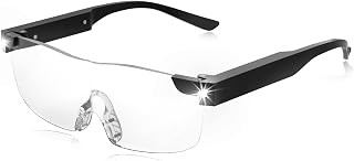 SKYWAY Magnifying Glasses with Light, 200% LED Lighted Rechargeable Magnifier Eyeglasses for Reading Hobbies and Close Work, Magnifying Glasses Hands Free