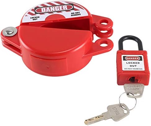 Anpatio 1-2.5 inches Rotating Gate Valve Lockout Plastic Outdoor Water Hose Protector Cover Door Knob Covers Babyproof with Safety Padlock for Faucet Knob, Spigot and Various Gas Storage Tanks